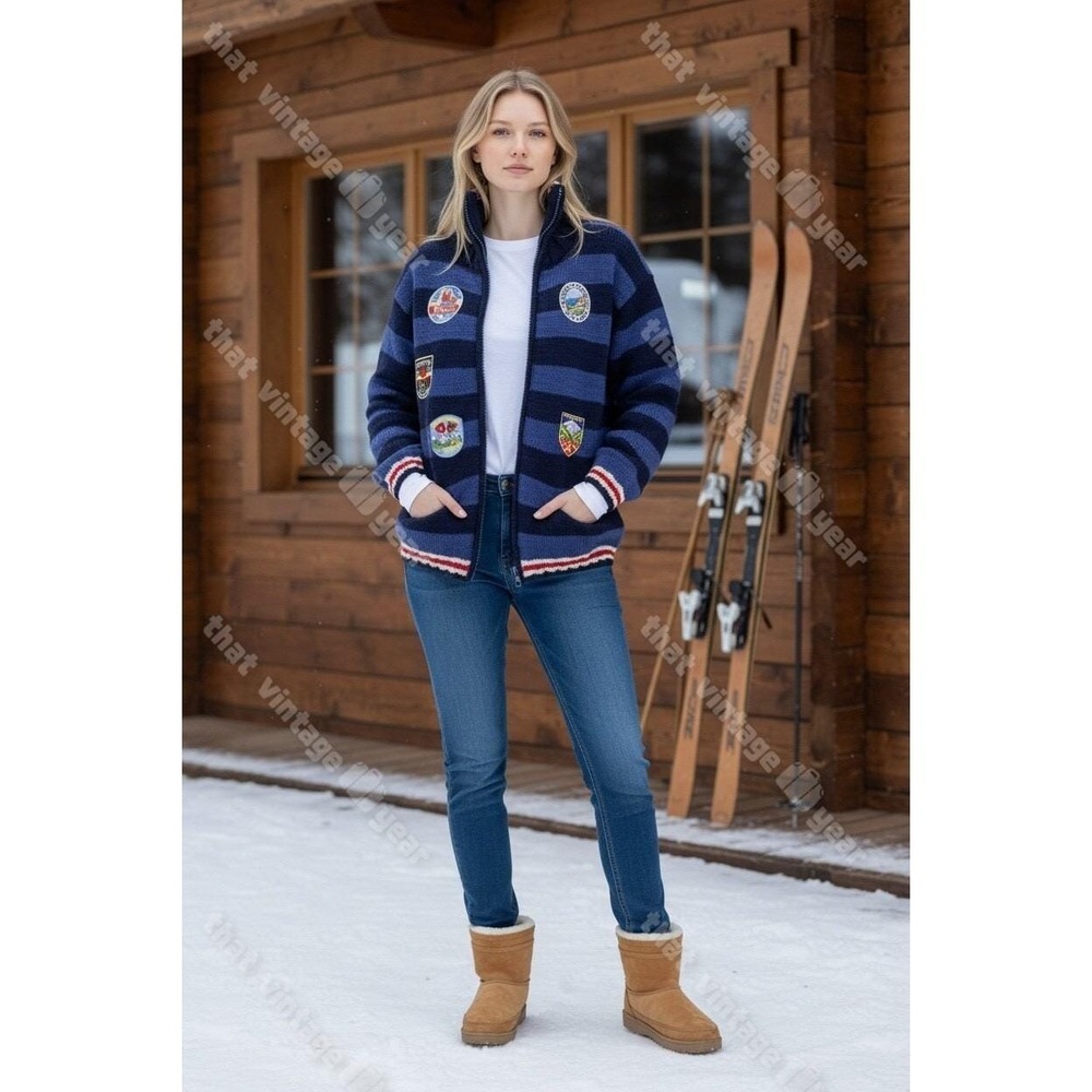 NWT Free People Frantic 100% WOOL Dolomites Patches APRES SKI Cardigan, MED $400